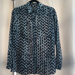 Anne Klein black and white Geometric blouse